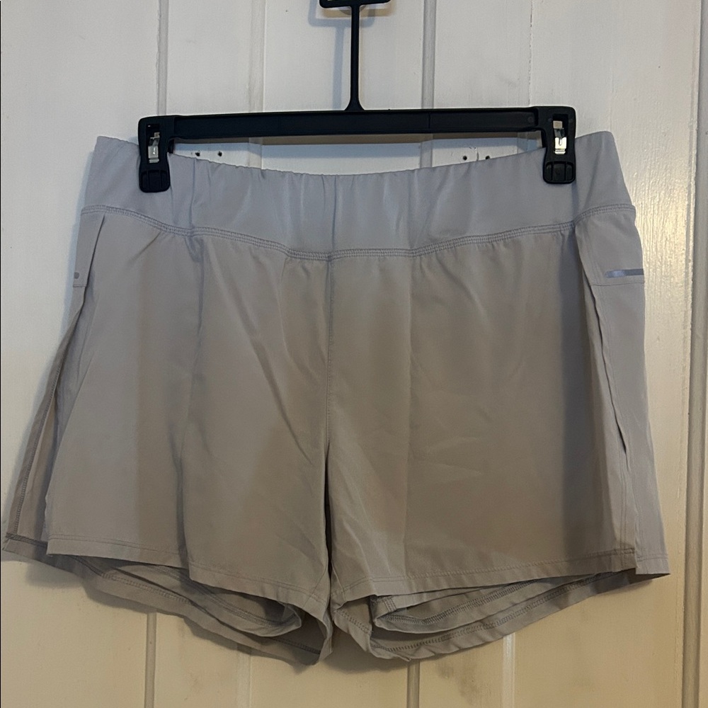 Avia Women's Light Gray Athletic Shorts with Built-In Liner